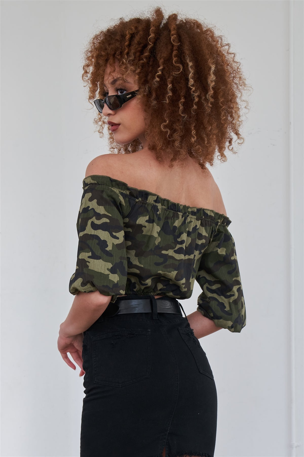 Camo Lace Up Crop Top