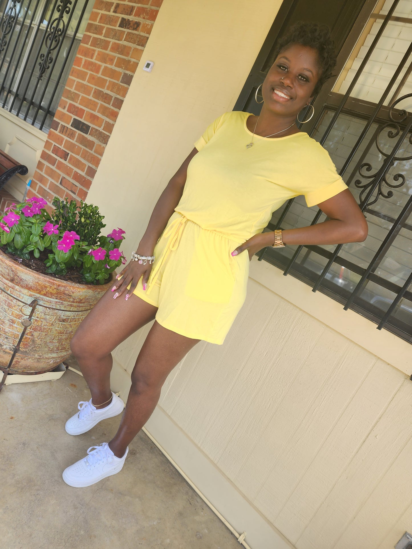 Short Sleeve Romper (Yellow)