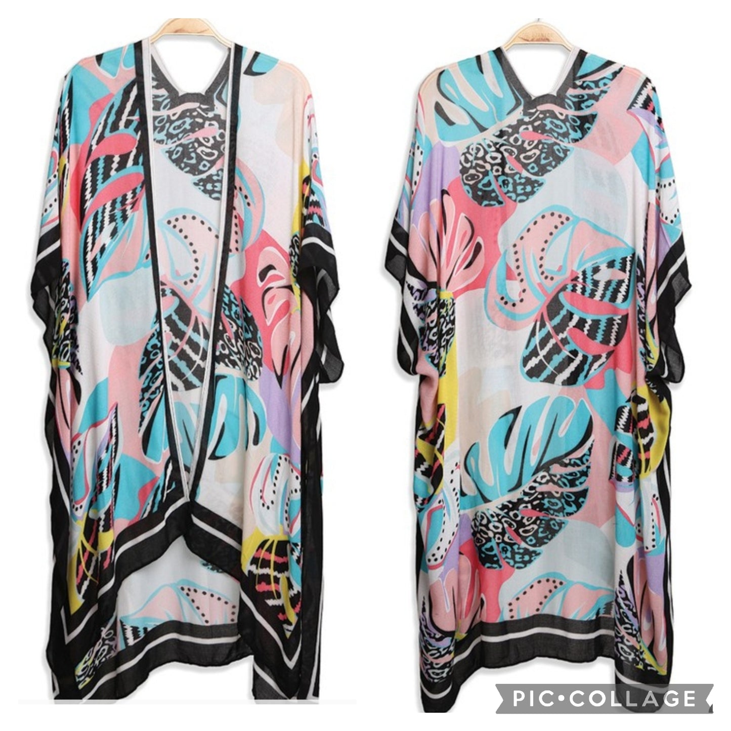 Tropical Leaves Kimono (Blue)