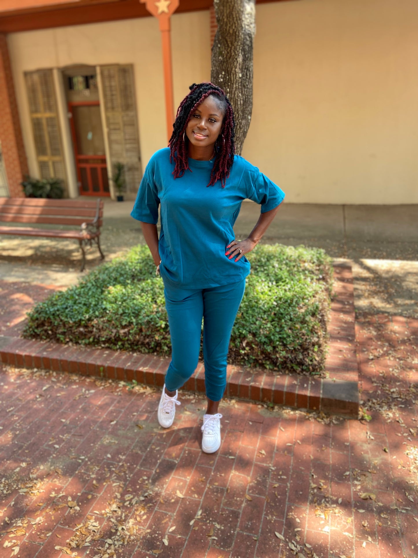 Easygoing Short Sleeve Jogger Set (Teal)