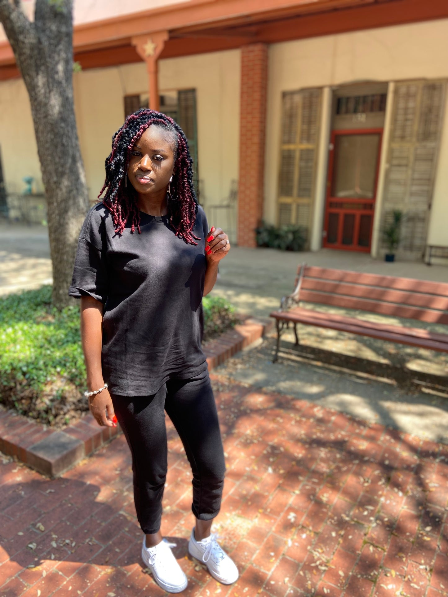Easygoing Short Sleeve Jogger Set (Black)