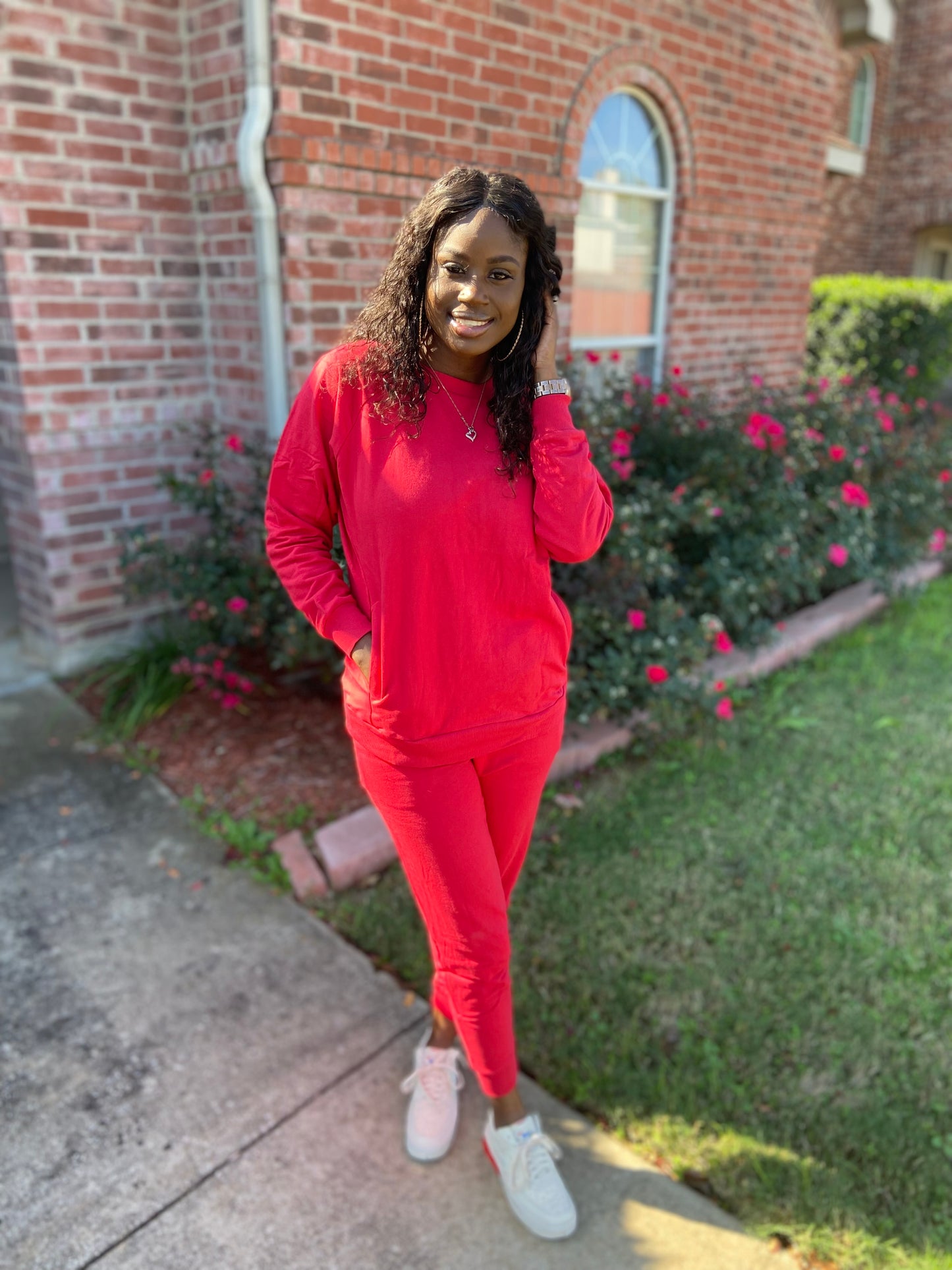 Essential Solid Color Jogger Set (Red)