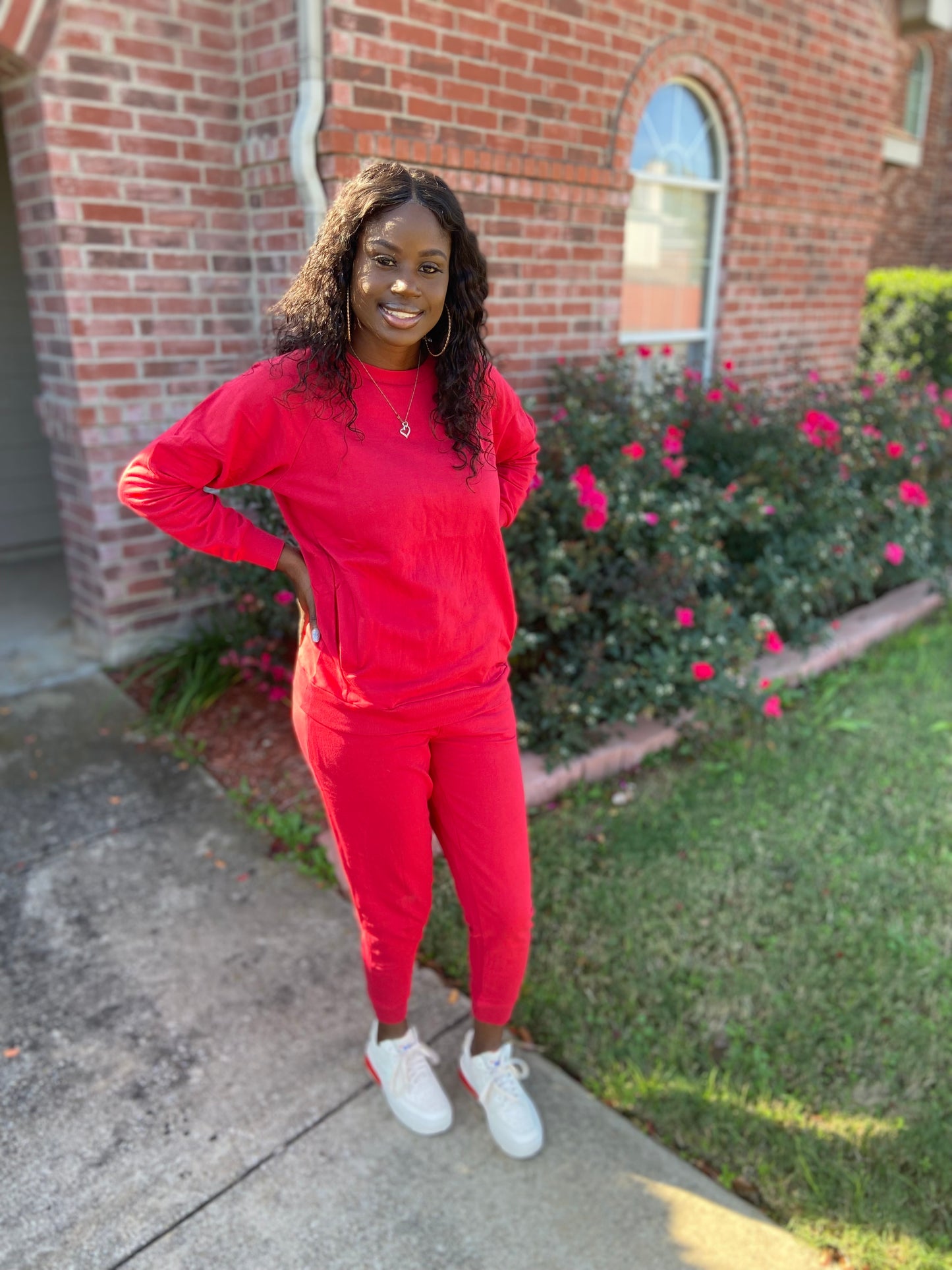 Essential Solid Color Jogger Set (Red)