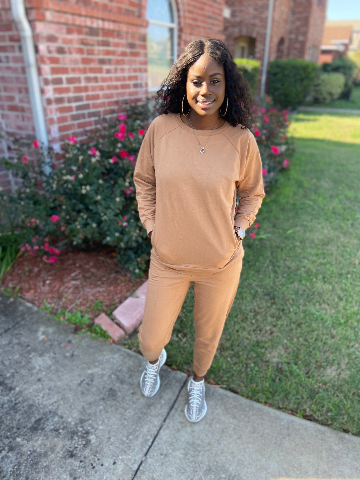 Essential Solid Color Jogger Set (Camel)