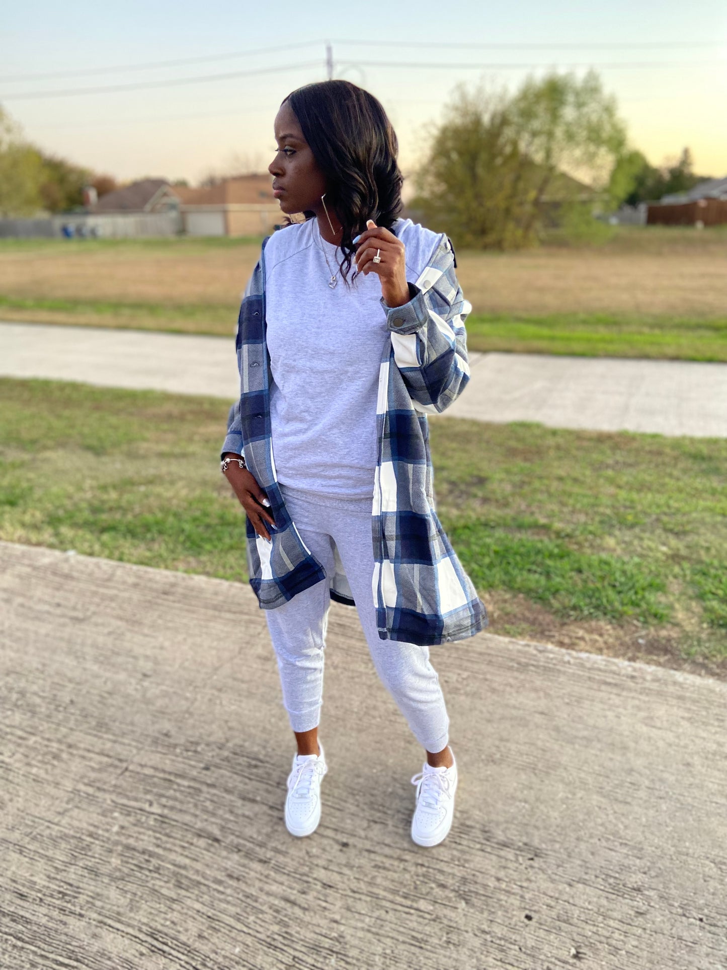 Navy Plaid Flannel Shacket