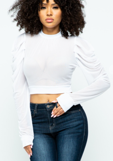 Sheer Puff Sleeve Diva Top