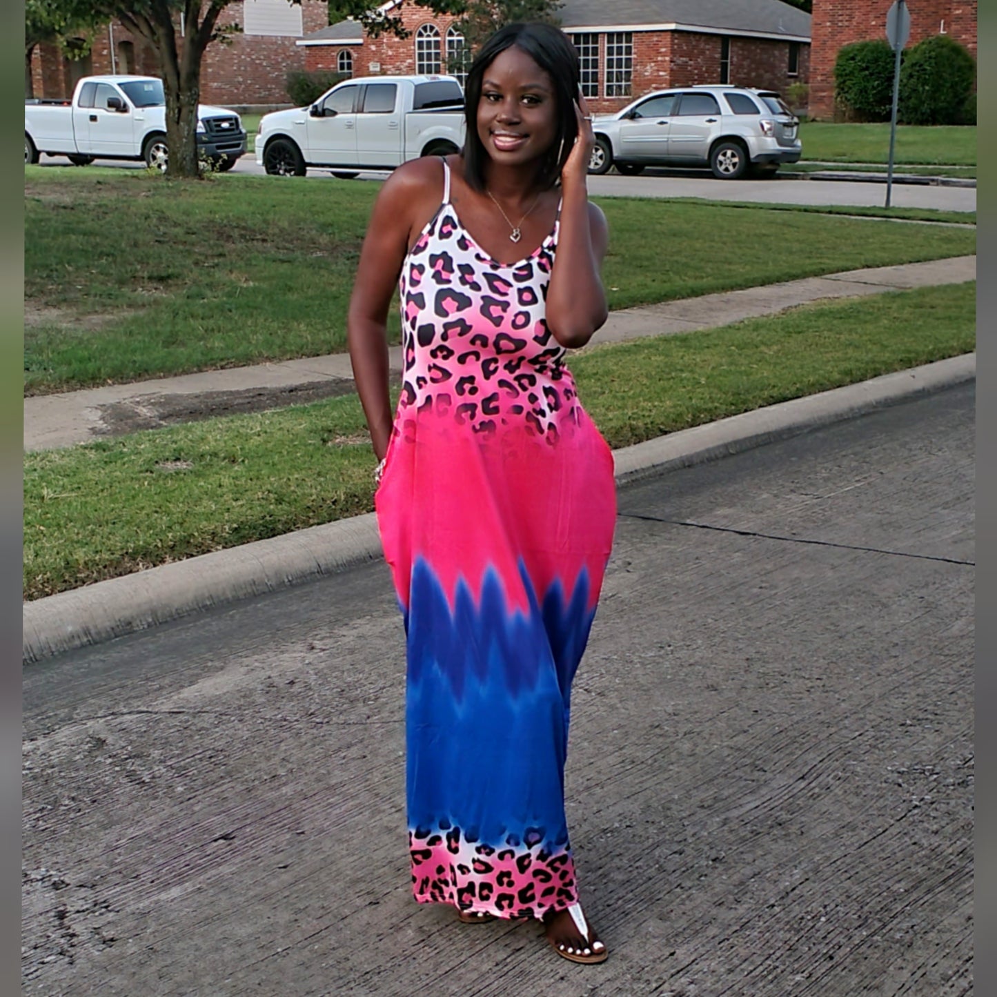 Tie Dye Leopard Print Maxi