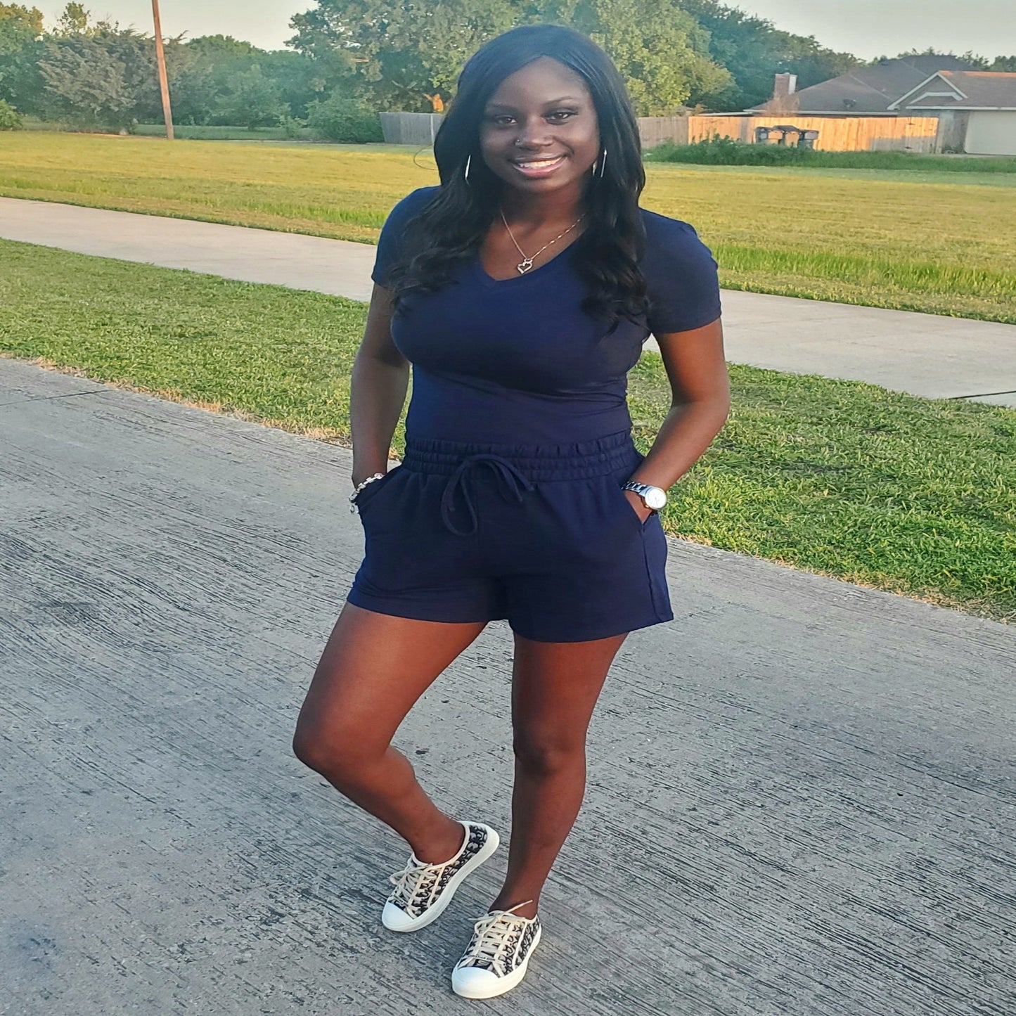 Casual Cutie Cotton 2 Piece Set (Navy Blue)