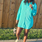 Oversized Button Down Shirt Dress (Jade Green)