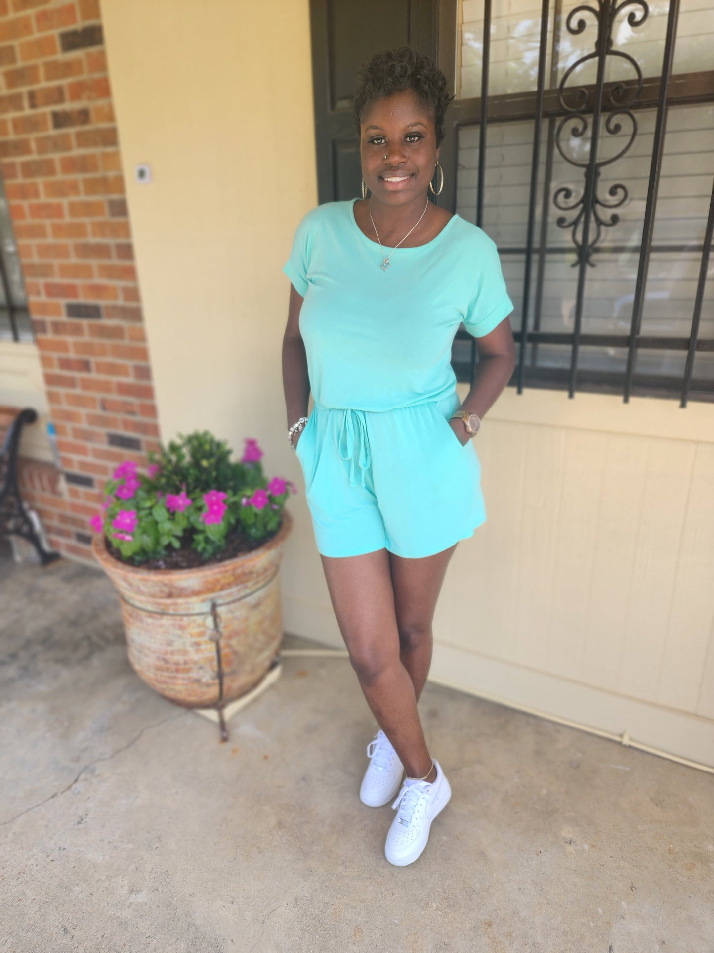 Short Sleeve Romper (Mint)