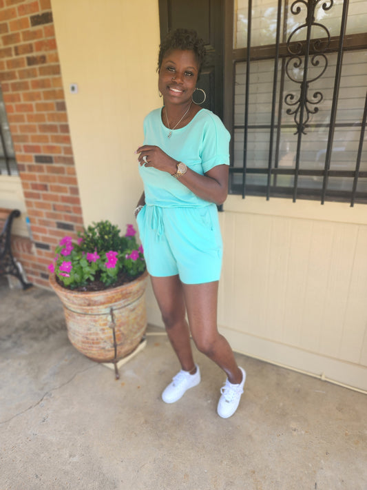 Short Sleeve Romper (Mint)