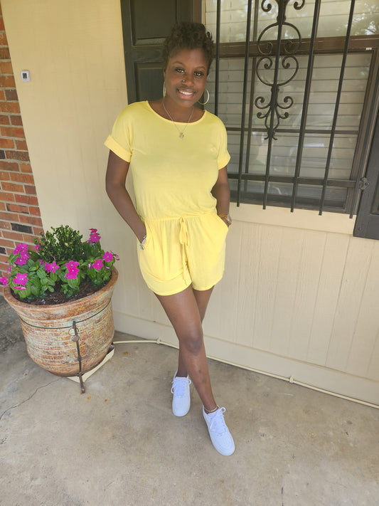 Short Sleeve Romper (Yellow)