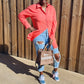 Oversized Button Down Shirt Dress (Orange Red)