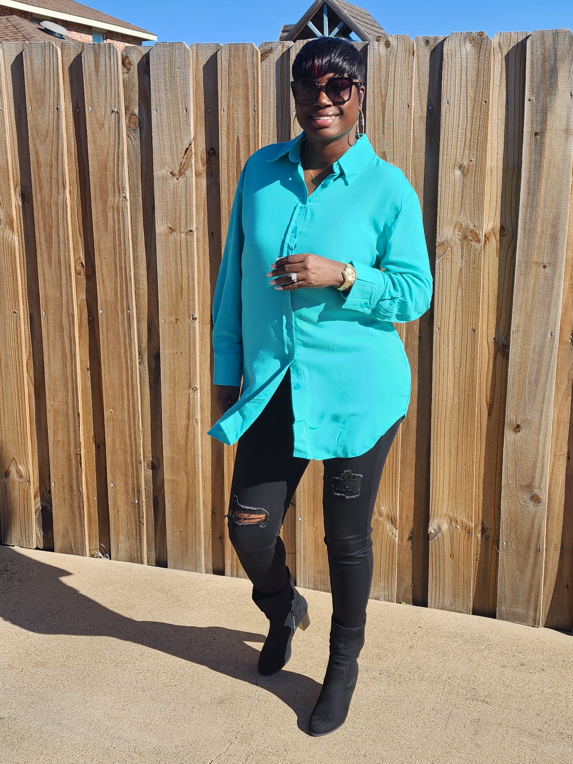Oversized Button Down Shirt Dress (Jade Green) Trendy Her Boutique Oversized Button Down Shirt Dress (Jade Green) Trendy Her Boutique