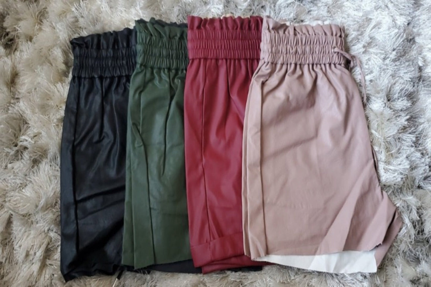 Vegan Leather Paper bag Shorts (4 colors)