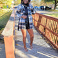 Black Plaid Belted Shacket