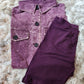 Acid Wash Shacket Set (Purple)