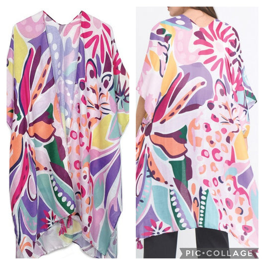Tropical Floral Kimono (Purple)