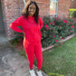 Essential Solid Color Jogger Set (Red)