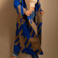 Houndstooth Oversized Long Coat (Blue)
