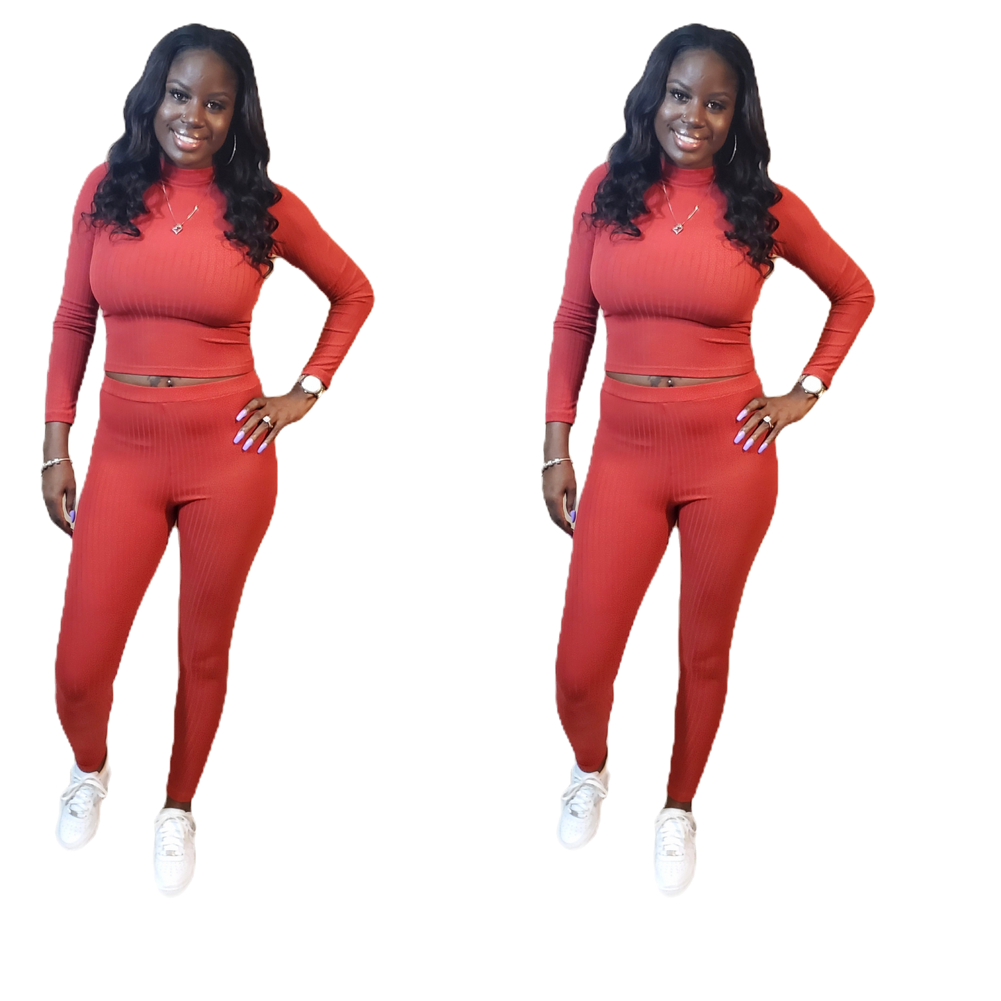 Brittany Set - Ribbed Two Piece Set (Rust)