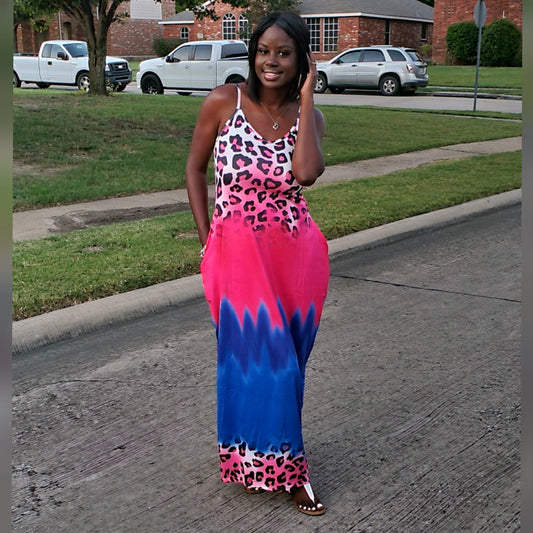 Tie Dye Leopard Print Maxi